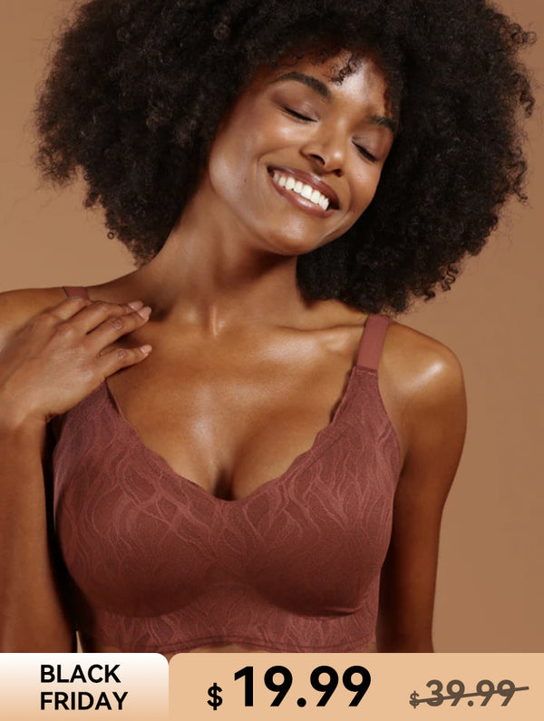 Classic Stretch Lace Wireless Seamless V-Neck Bra