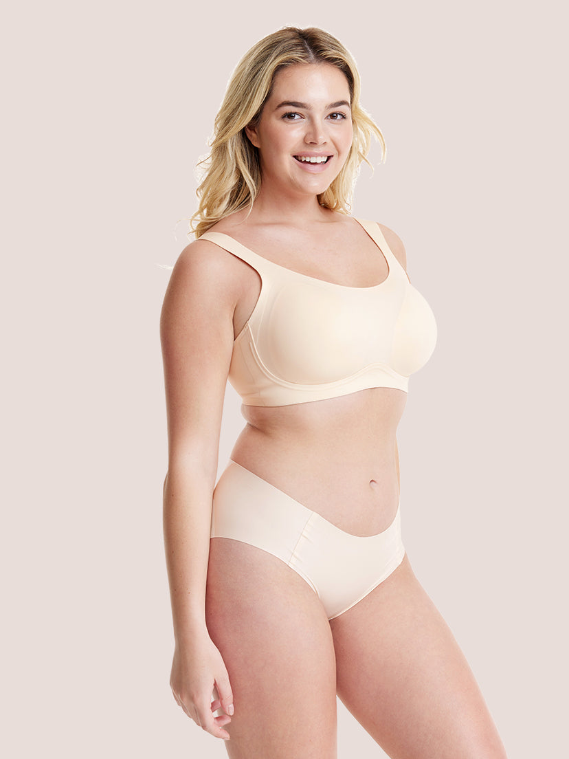  COMFELIE Wireless Bra for Women Seamless Support Bralette,  Comfort Lightly Lined Born for Her Ultra-Fit T-Shirt Bra EB061 Almond :  Clothing, Shoes & Jewelry