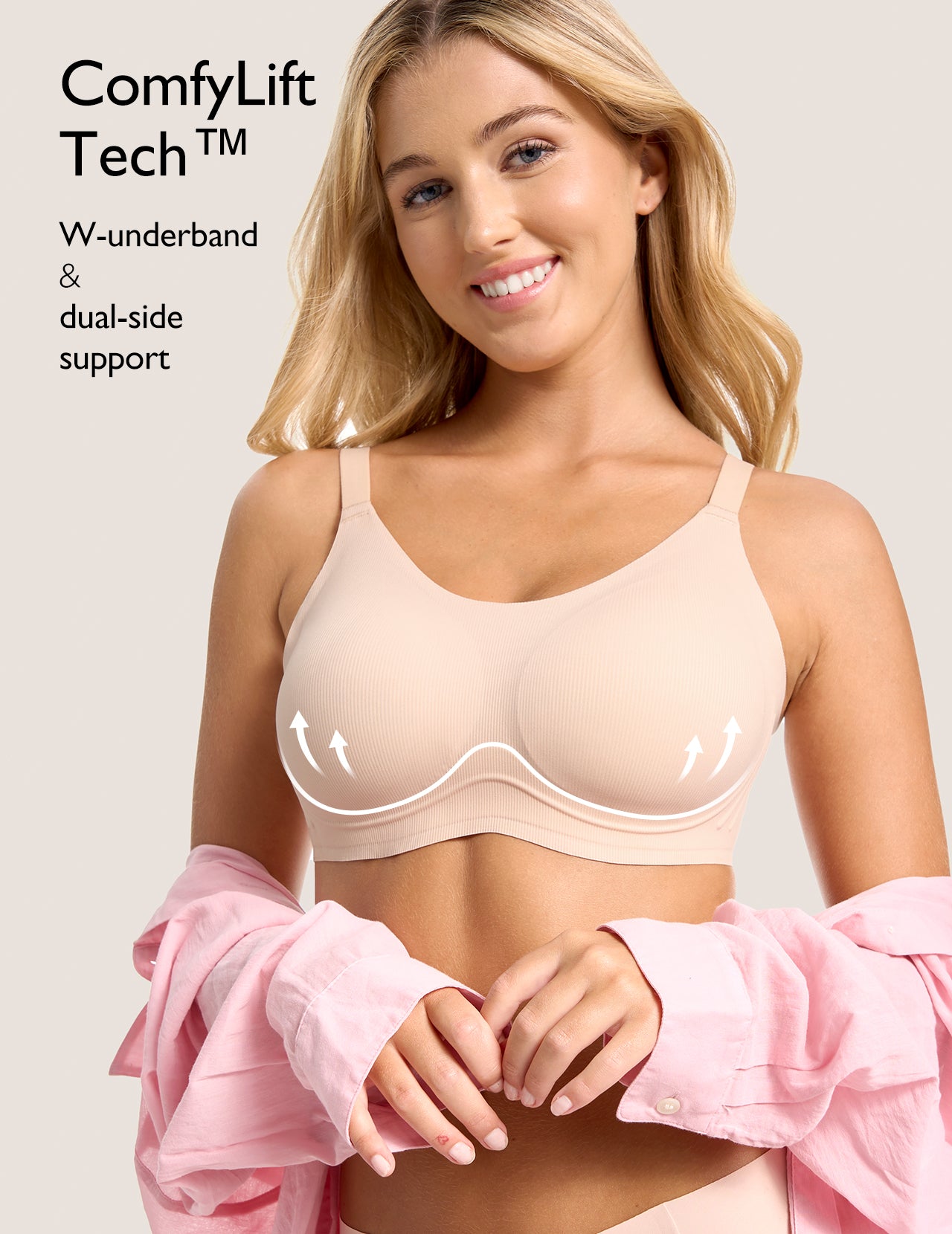Cloud Soft - Breathable Spaghetti Bra with Vertical Stripes – Comfelie