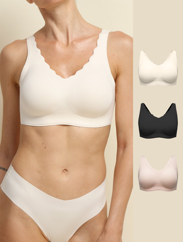 Airlite Breathable Seamless Bra with Scallop Edges(3 Pack)
