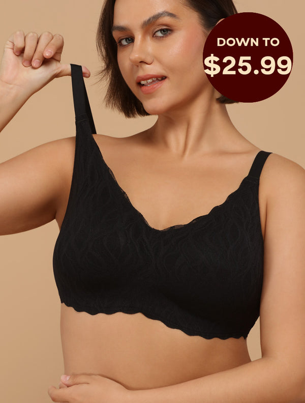 Classic Stretch Lace Wireless Seamless V-Neck Bra