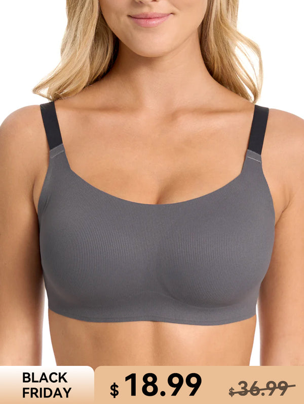 Airlite Vertical Stripe Bra with Breathable Colored Straps