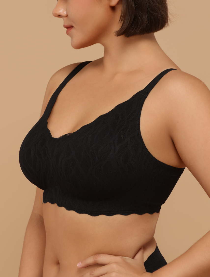 Classic V-Neck Stretch Lace Wireless Seamless Bra