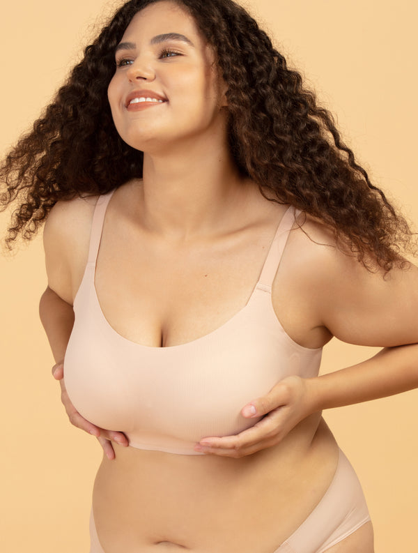 Comfelie Airlite Breathable Colored Strap Bra with Vertical Stripes
