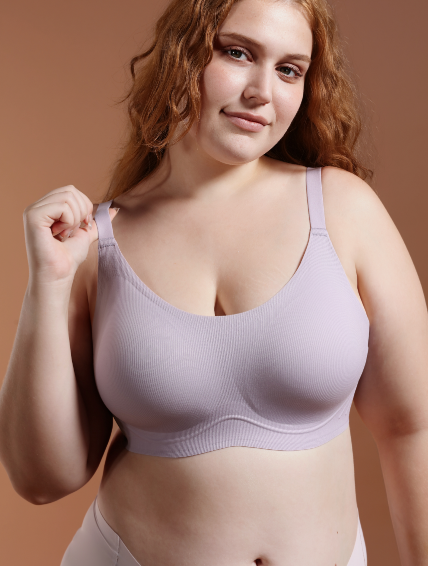 Cloud Soft Breathable Spaghetti Bra with Vertical Stripes