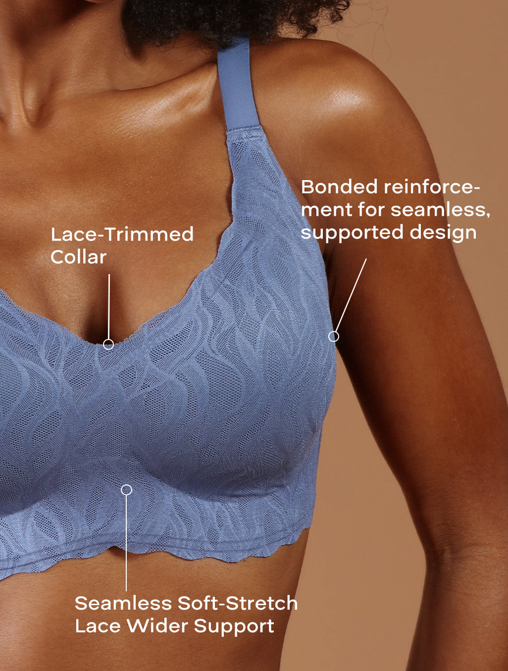 Comfelie Wireless Seamless Classic V-Neck Stretch Lace Bra
