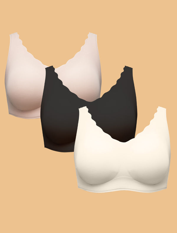 Airlite Breathable Seamless Bra with Scallop Edges(3 Pack)